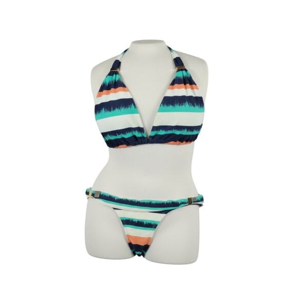 ViX Paula Hermanny Bia Tube Halter Bikini Swimsuit Stripe Size Small - Picture 1 of 13